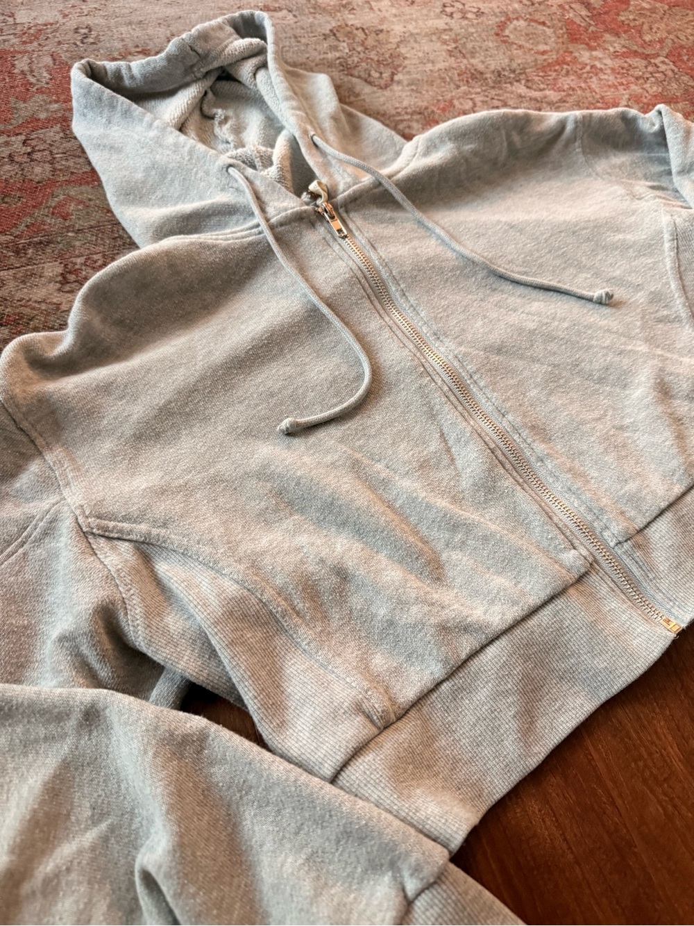 La Hearts Light Gray Cropped Women's Zip-Up Hoodie